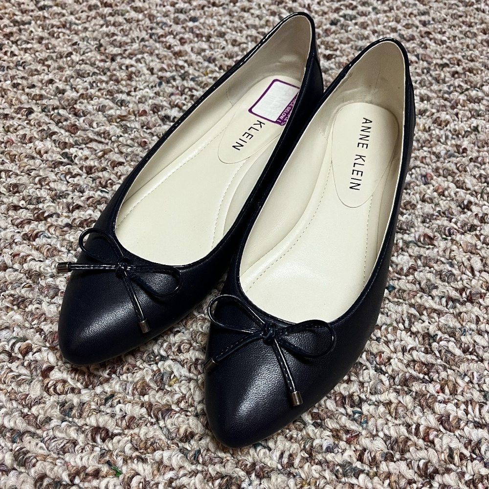 Anne Klein Navy Flat with Bow - 10M